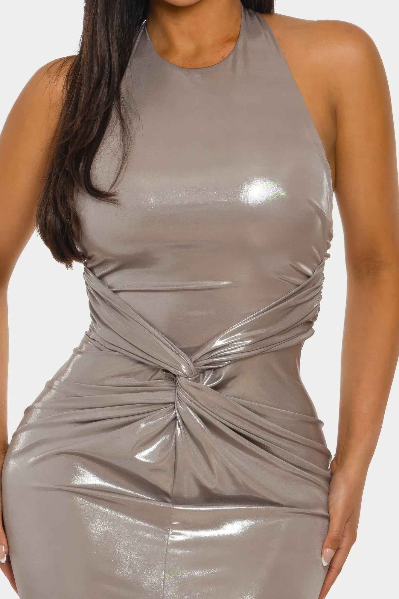 Lustrous Knot Midi Dress
