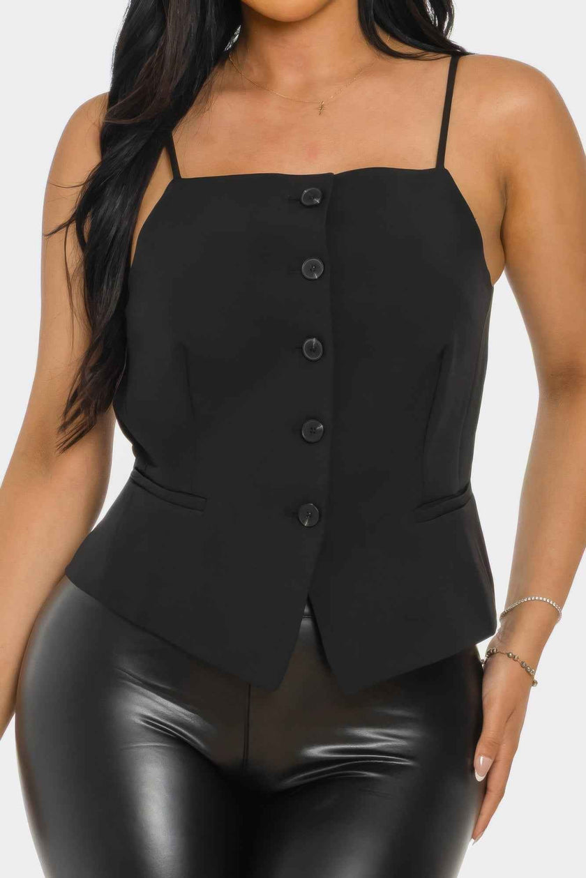 Ivory Chic Button-up Corset Top