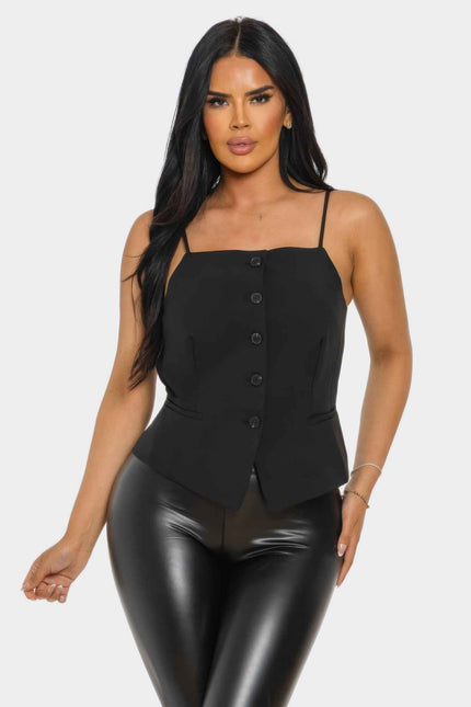 Ivory Chic Button-up Corset Top