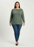 Mocha Button Cuff Ribbed Knit Tunic Top
