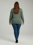 Mocha Button Cuff Ribbed Knit Tunic Top