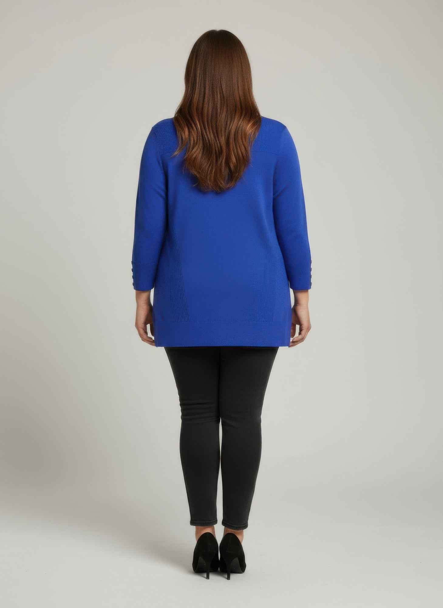 Mocha Button Cuff Ribbed Knit Tunic Top