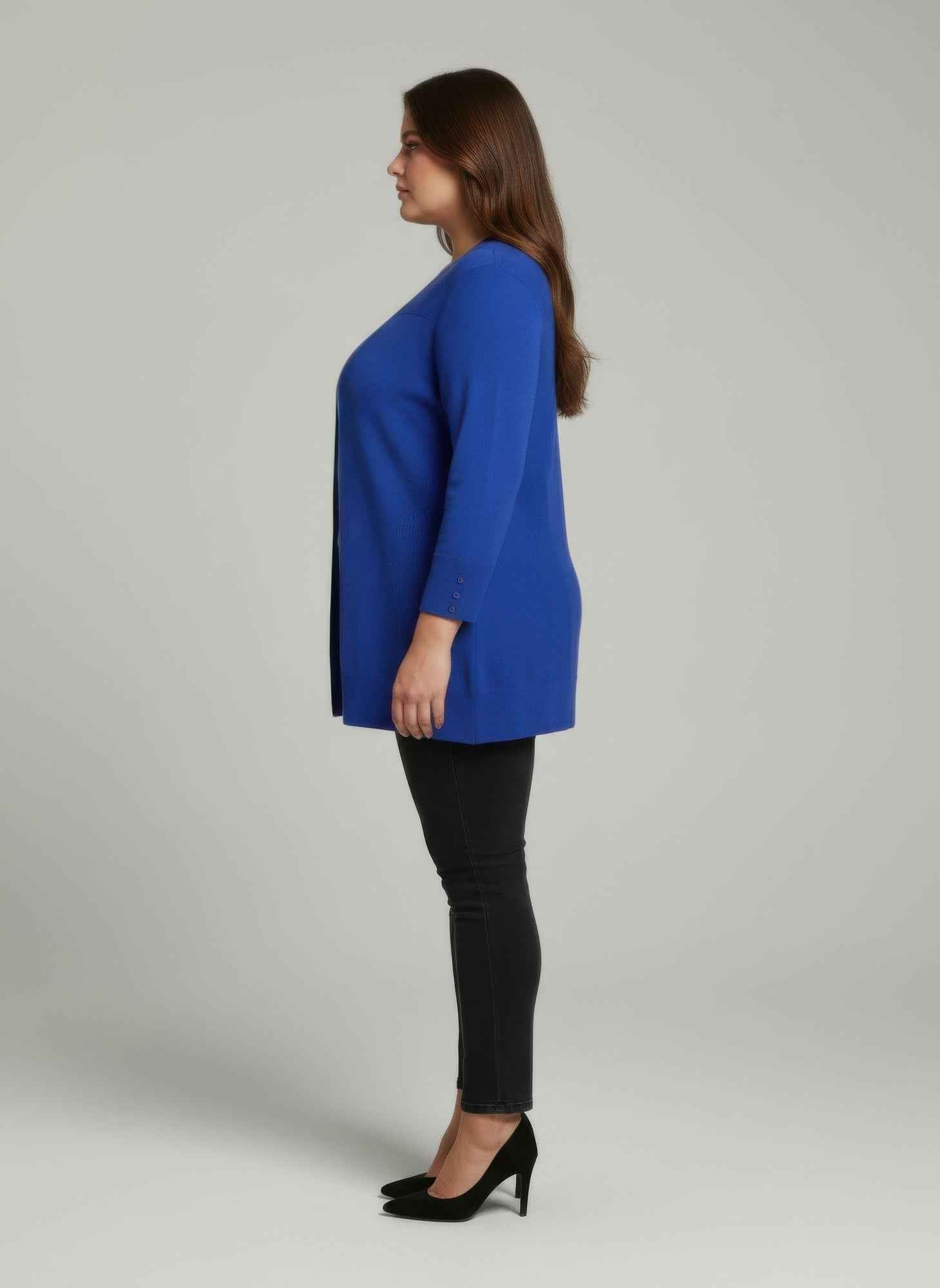 Mocha Button Cuff Ribbed Knit Tunic Top