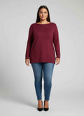 Mocha Button Cuff Ribbed Knit Tunic Top