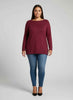 Mocha Button Cuff Ribbed Knit Tunic Top