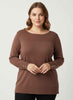 Mocha Button Cuff Ribbed Knit Tunic Top