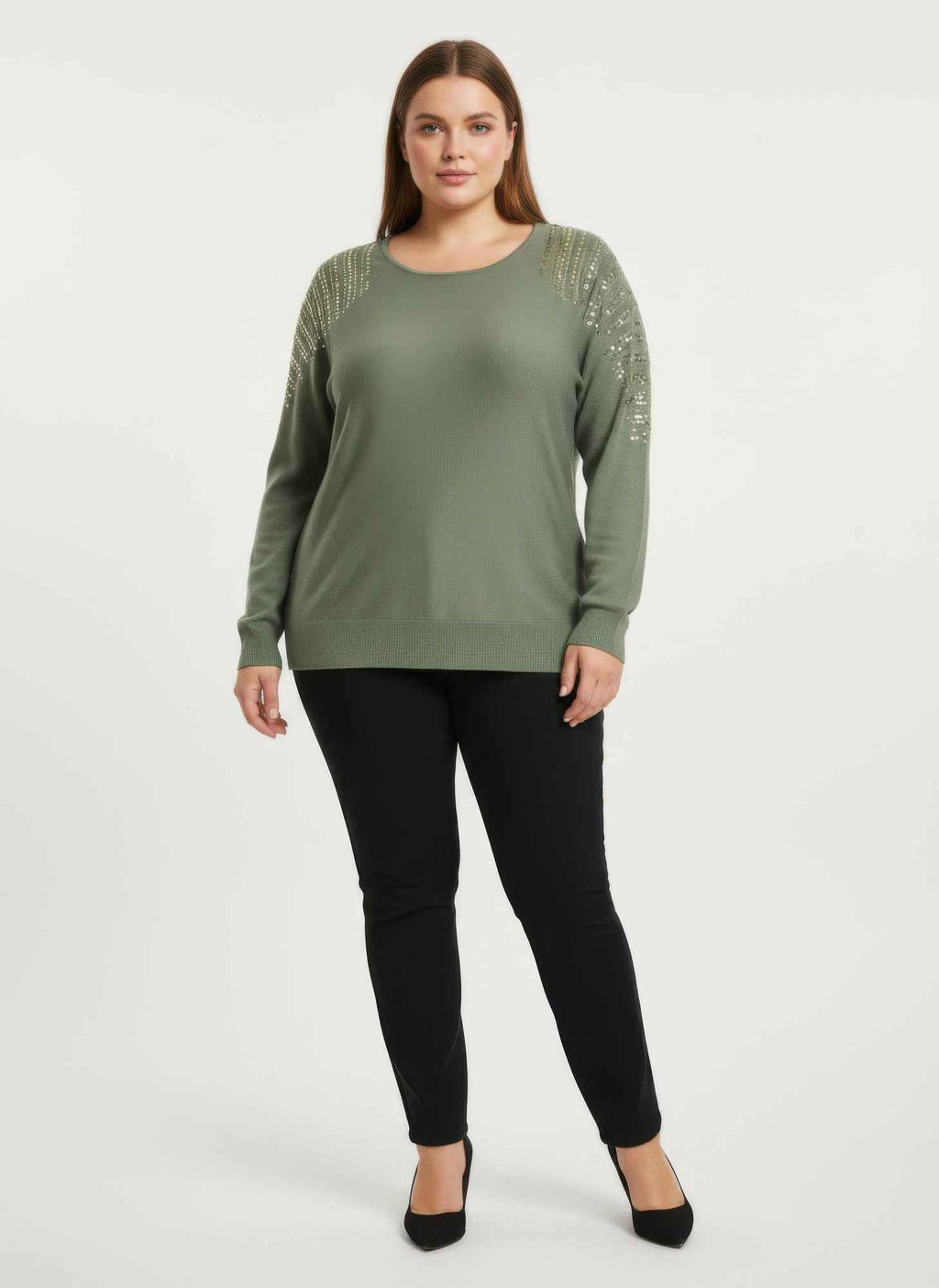 Sequin Shoulder Knit Tunic Top