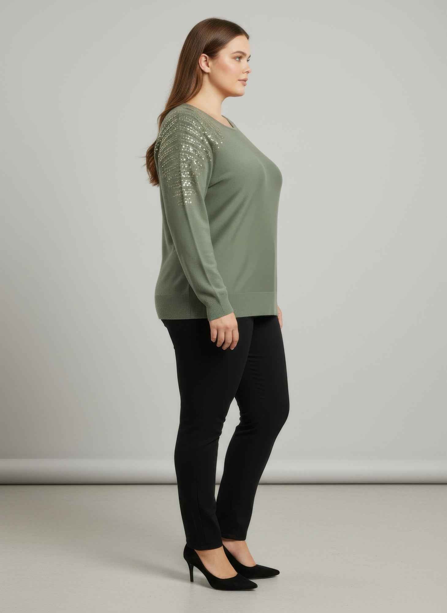 Sequin Shoulder Knit Tunic Top