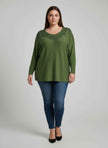 Scarlet Embellished Neckline Dolman Sleeve Tunic Top