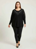 Midnight Sparkle Embellished Knit Tunic Top
