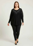 Midnight Sparkle Embellished Knit Tunic Top
