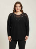 Crimson Lace Embellished Knit Tunic Top