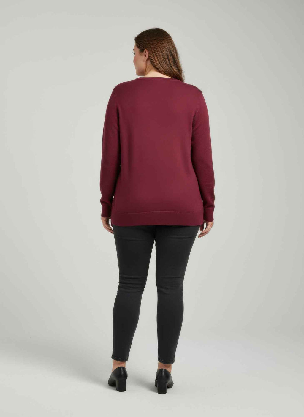 Burgundy Shimmer Detail Knit Tunic Top