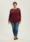Burgundy Shimmer Detail Knit Tunic Top