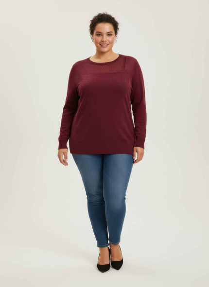 Burgundy Shimmer Detail Knit Tunic Top