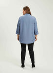 Blush Utility Button Front Roll Sleeve Blouse