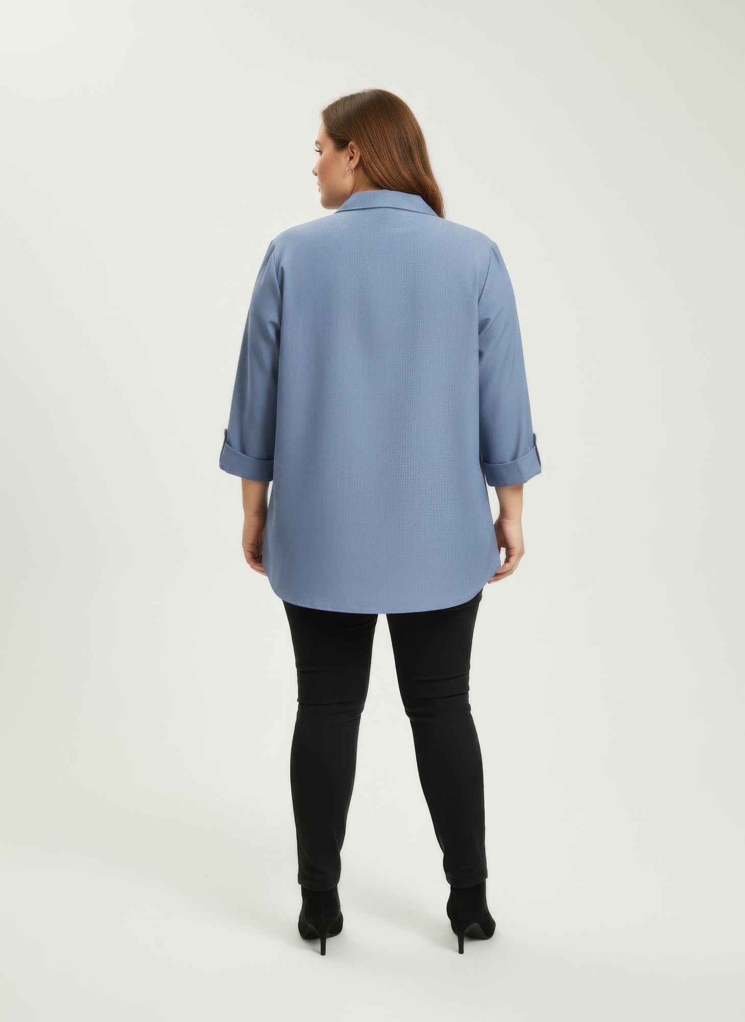 Blush Utility Button Front Roll Sleeve Blouse