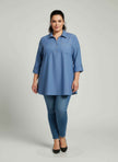 Blush Utility Button Front Roll Sleeve Blouse