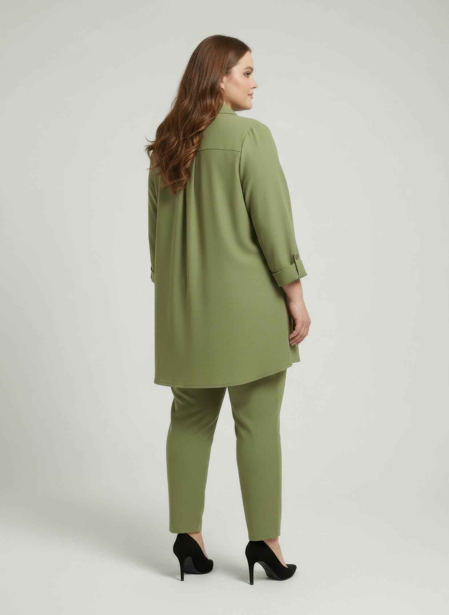 Blush Utility Button Front Roll Sleeve Blouse
