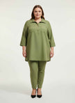 Blush Utility Button Front Roll Sleeve Blouse