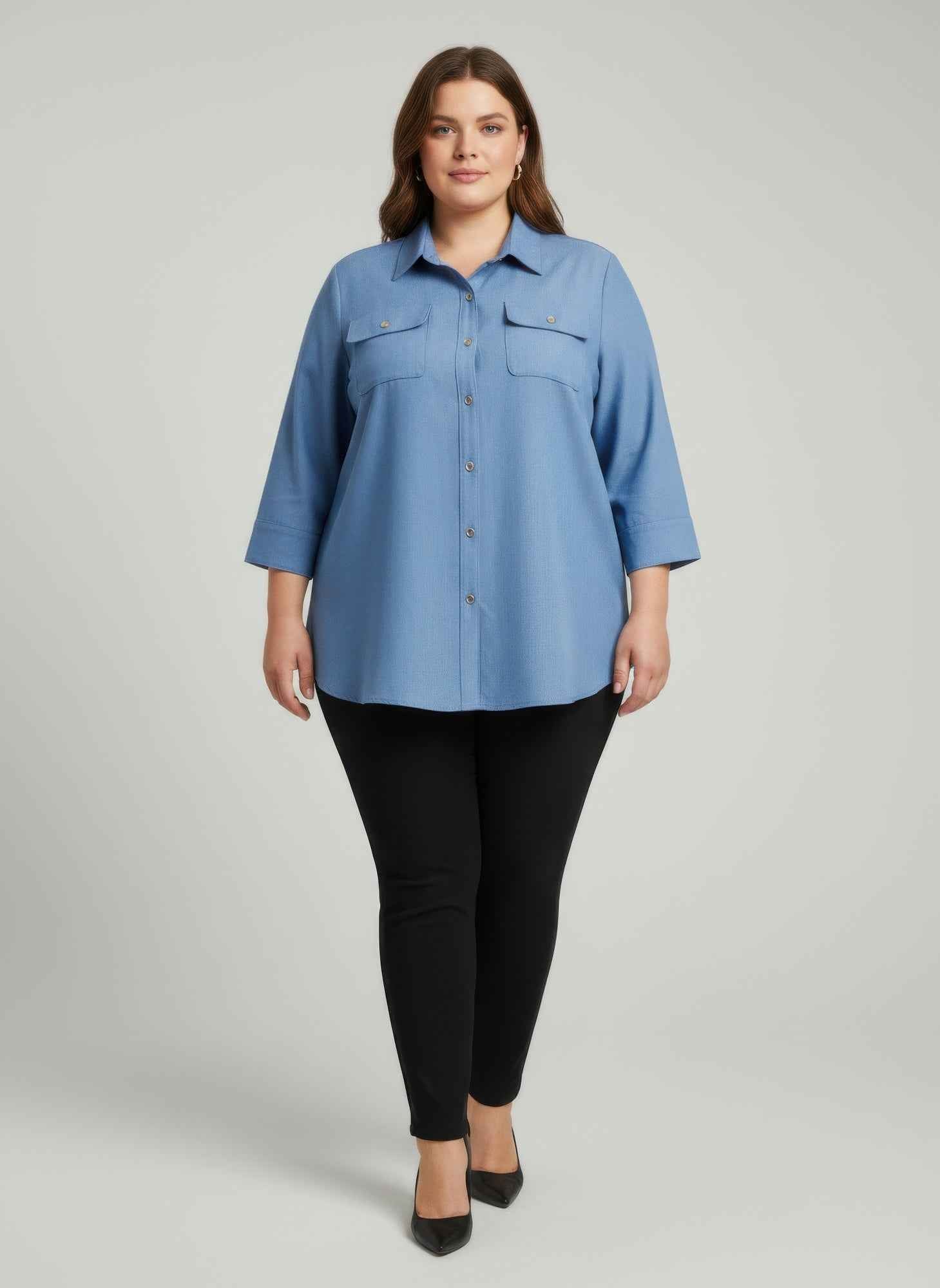 Sand Utility Button Front Shirt Tunic