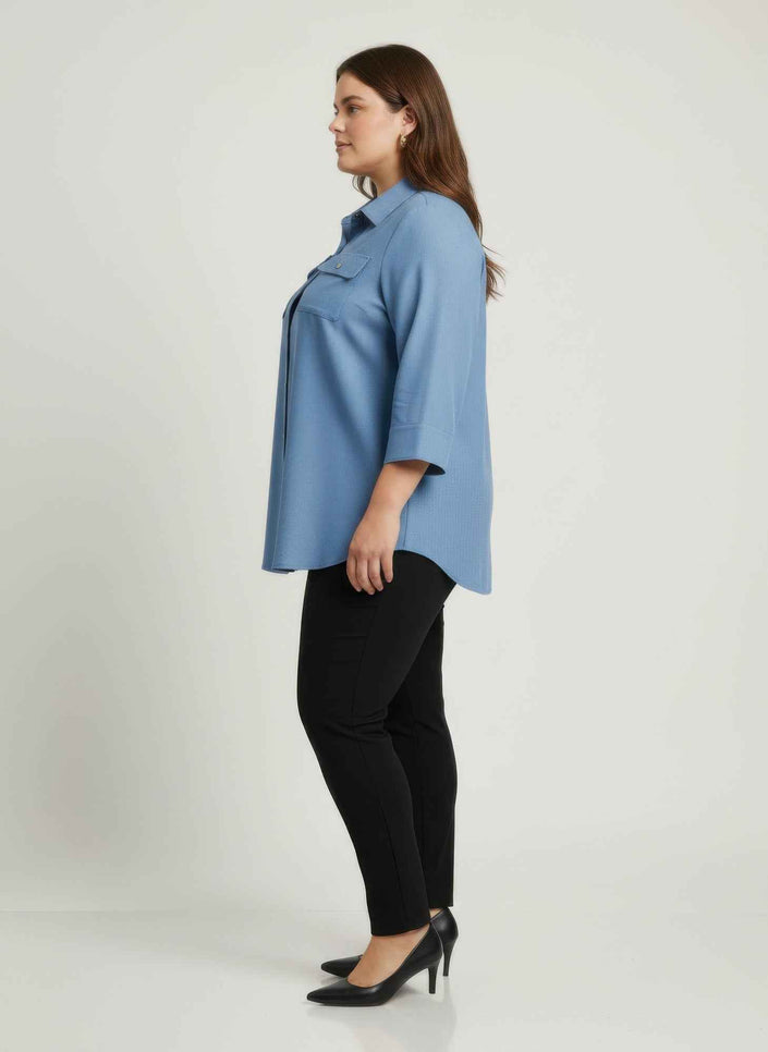 Sand Utility Button Front Shirt Tunic