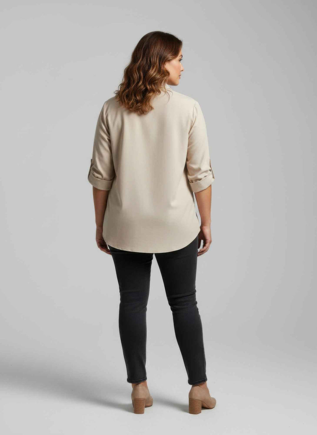Sand Utility Button Front Shirt Tunic
