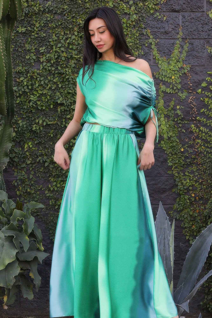 Ombre Satin Extra Wide Legs Pants