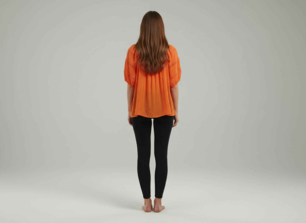 Unique Spectrum Solid Short Sleeve Blouse