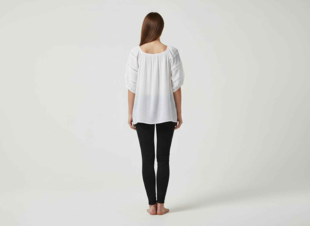 Unique Spectrum Solid Short Sleeve Blouse