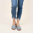 Pearl Beaded Distressed Hem Capris