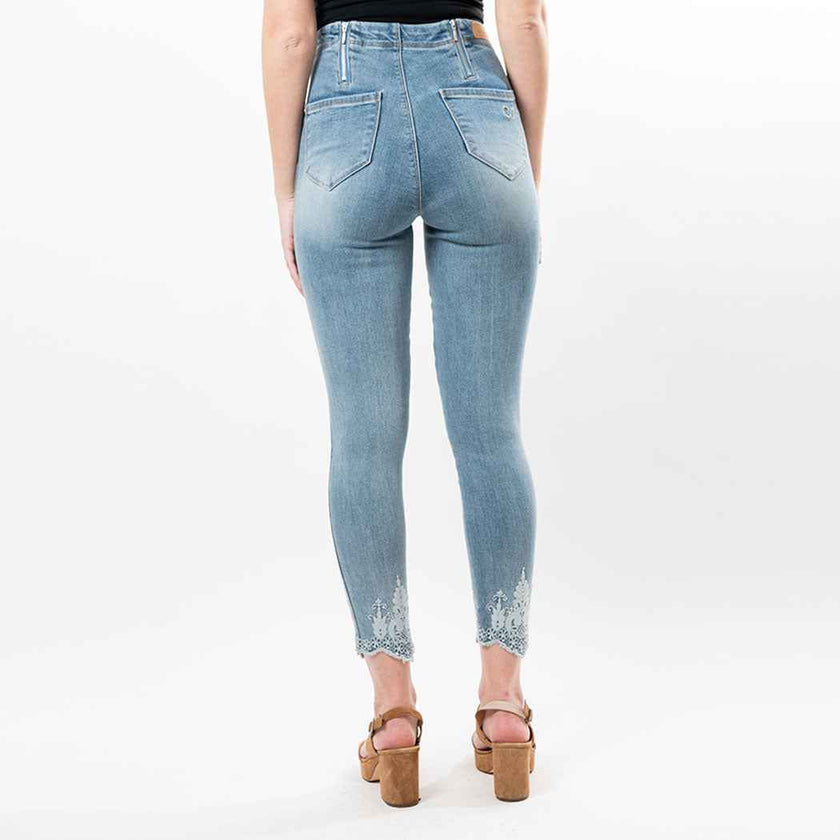 Embroidered Crystals Hem Capris