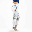 White and Purple Printed Capris Jeans
