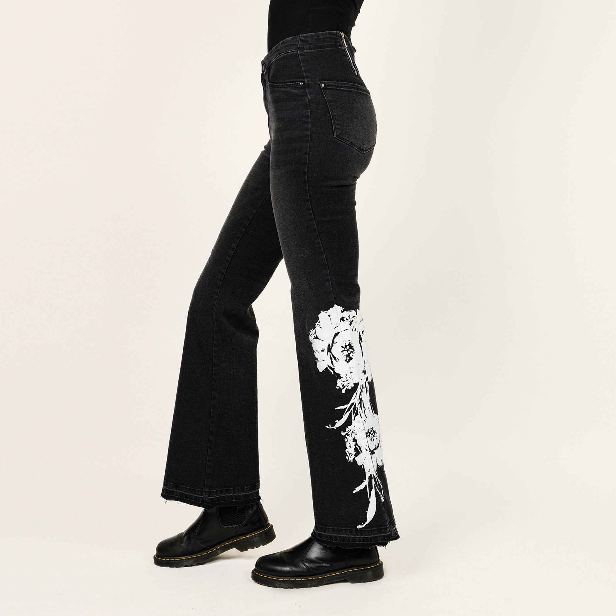 Placement Screen Print Leg Boot Cut