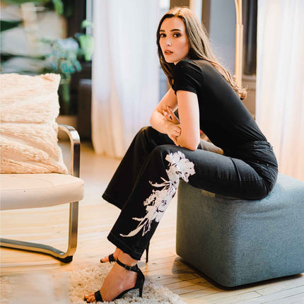 Placement Screen Print Leg Boot Cut