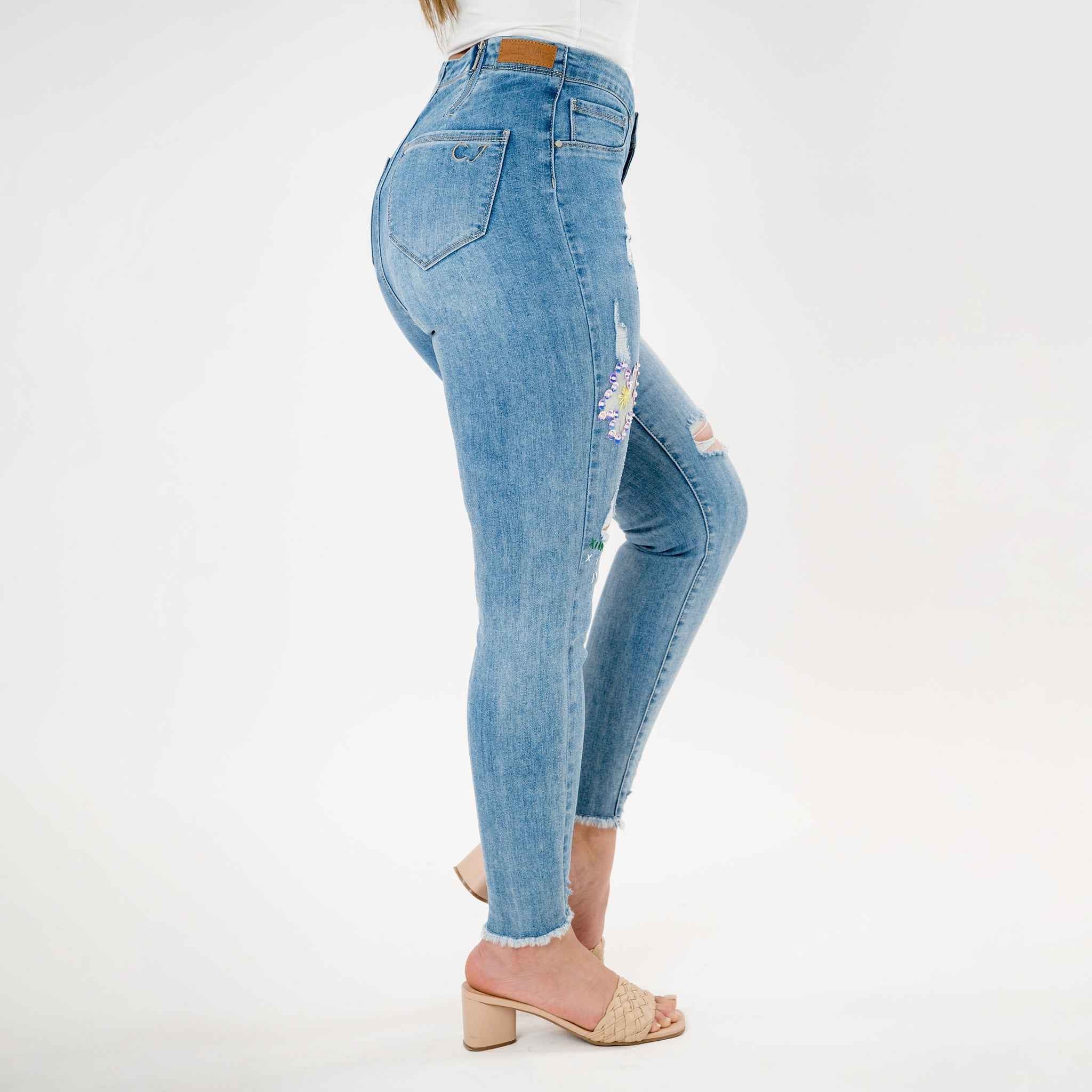 Embellished Distressed Capris