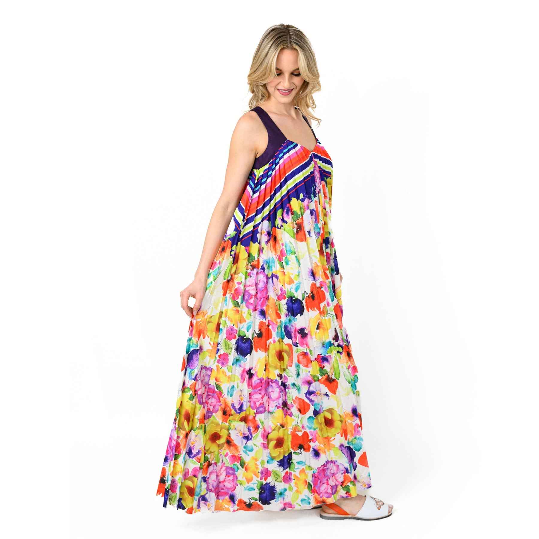 Sunburst Pleated Trapeze Maxi