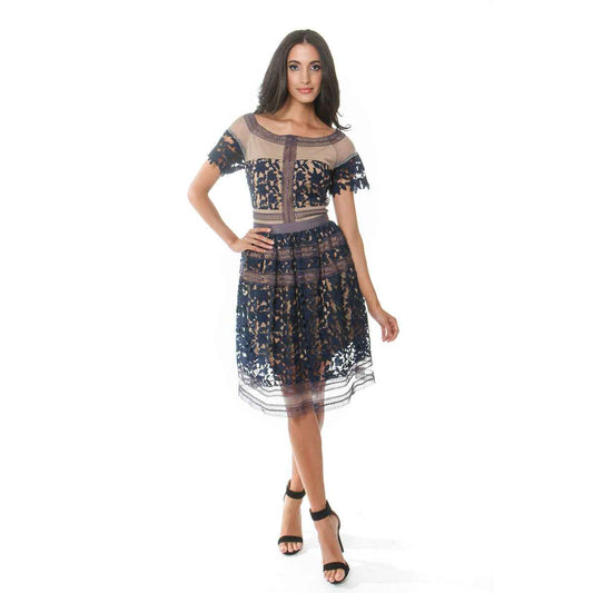 The Boat Neck Mix Media Fit & Flare Classic