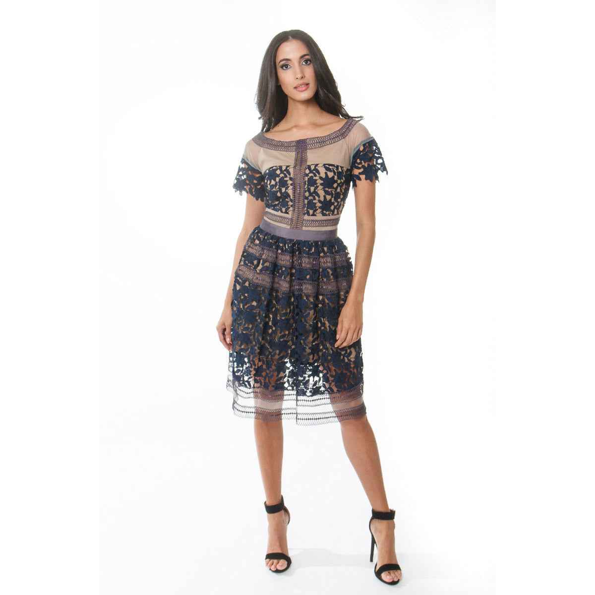 The Boat Neck Mix Media Fit & Flare Classic