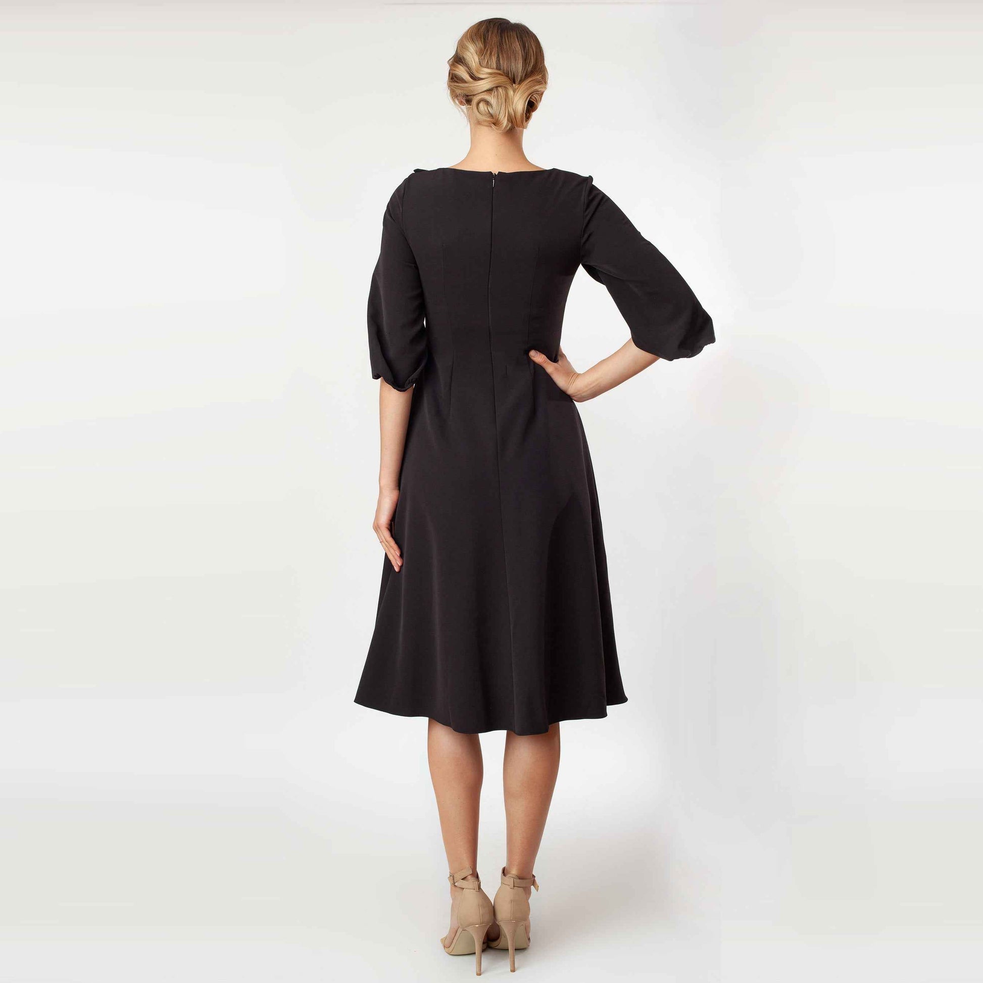 Tulip Sleeve T-length Fit & Flare Dress