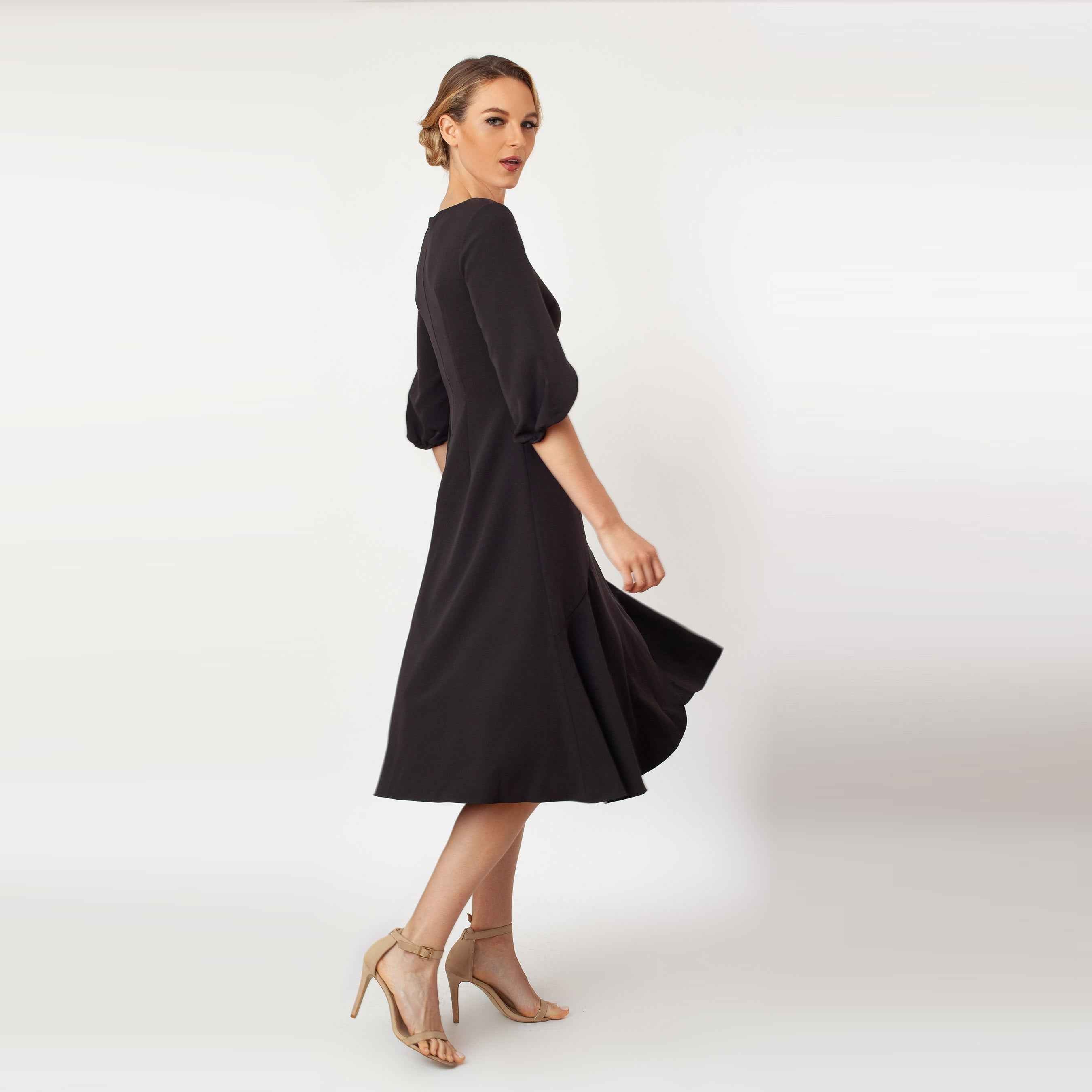 Tulip Sleeve T-length Fit & Flare Dress