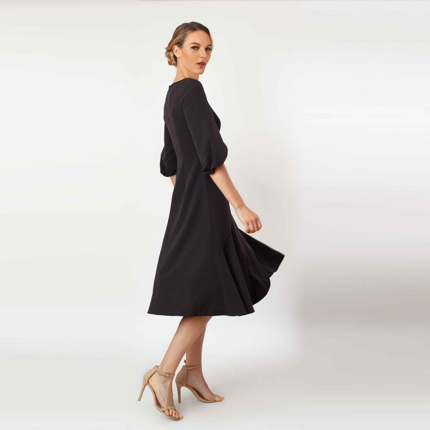 Tulip Sleeve T-length Fit & Flare Dress