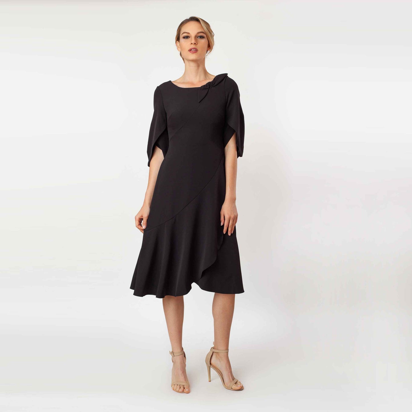 Tulip Sleeve T-length Fit & Flare Dress