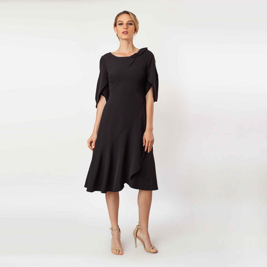 Tulip Sleeve T-length Fit & Flare Dress