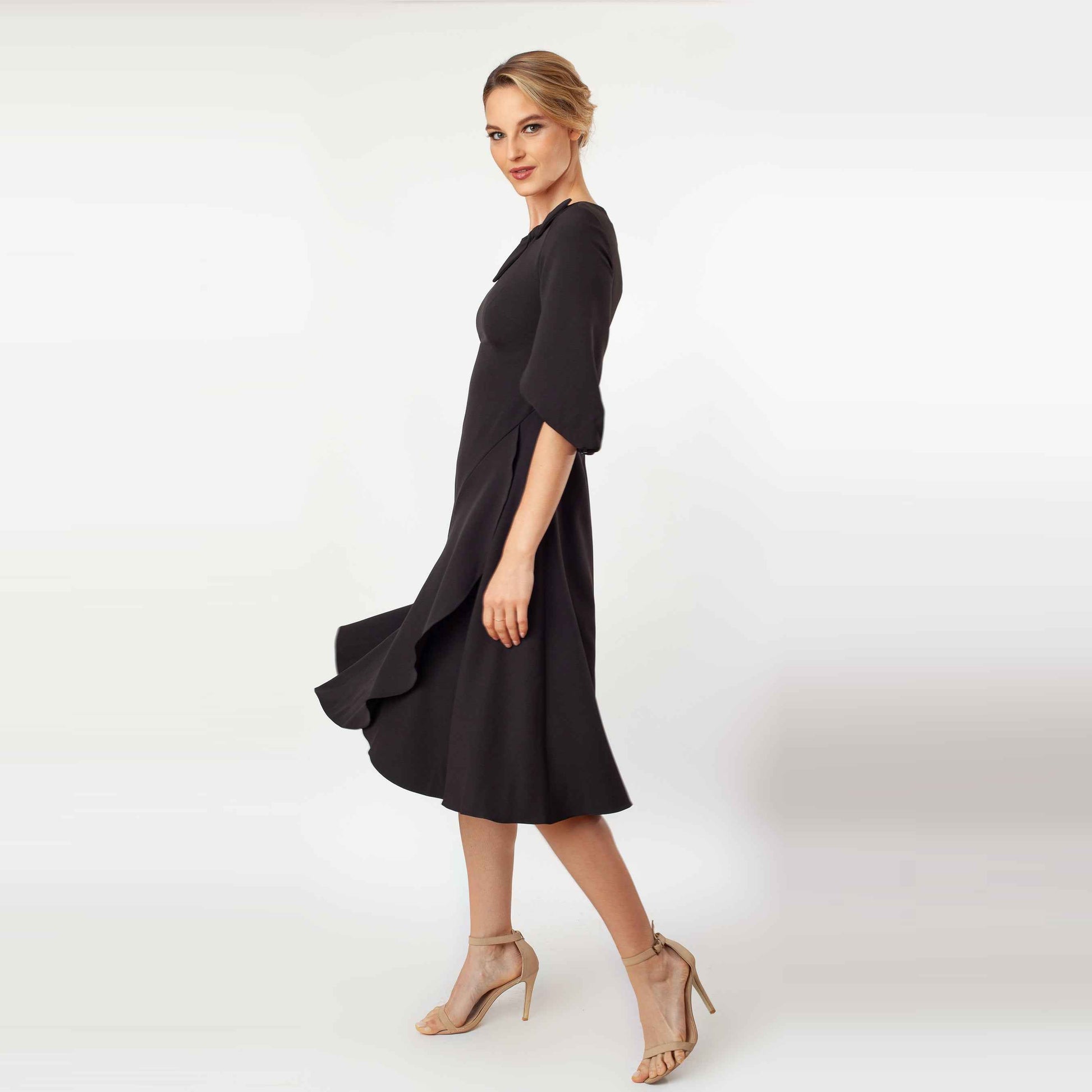Tulip Sleeve T-length Fit & Flare Dress