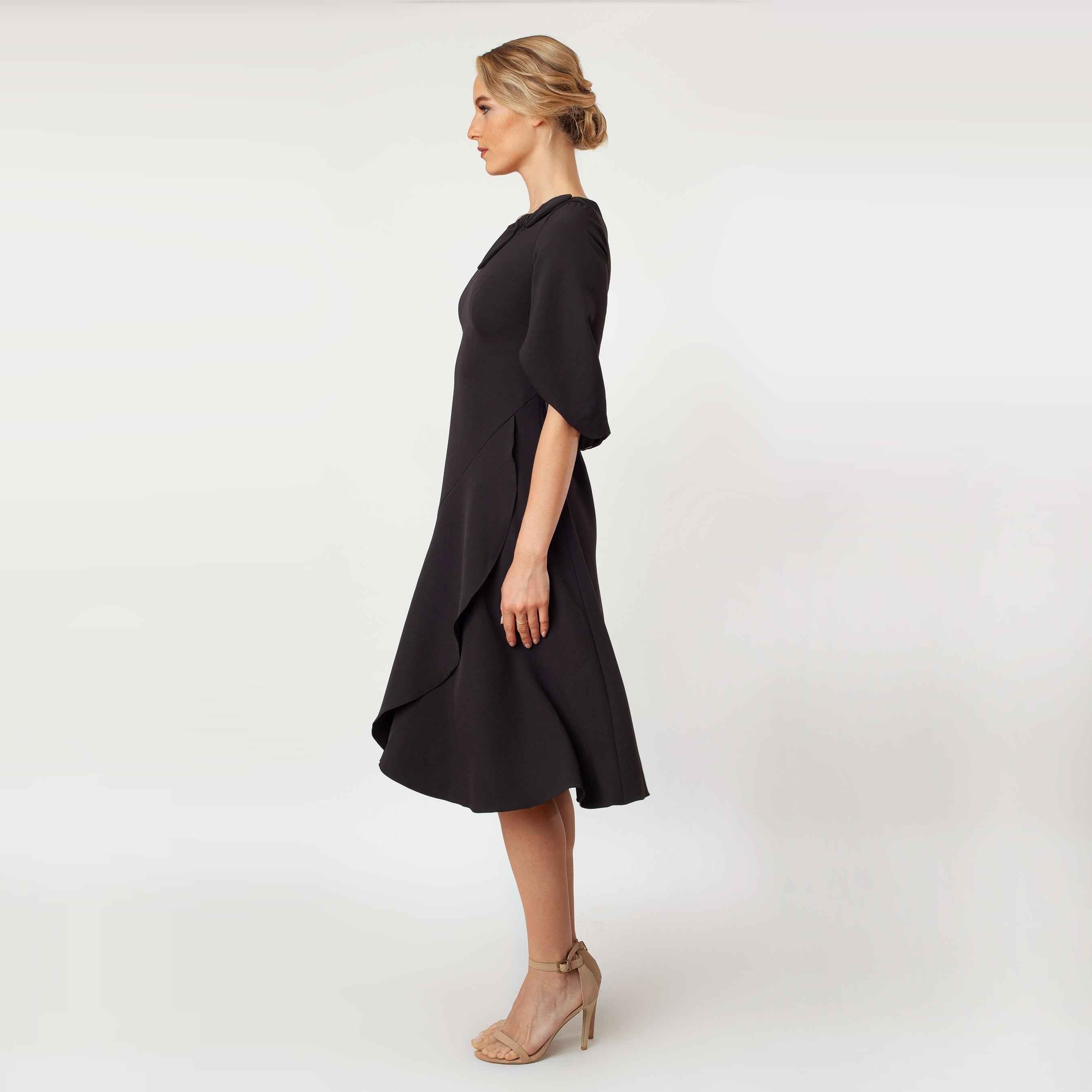 Tulip Sleeve T-length Fit & Flare Dress