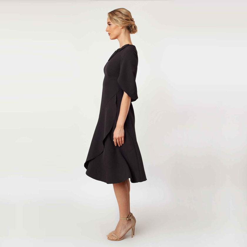 Tulip Sleeve T-length Fit & Flare Dress