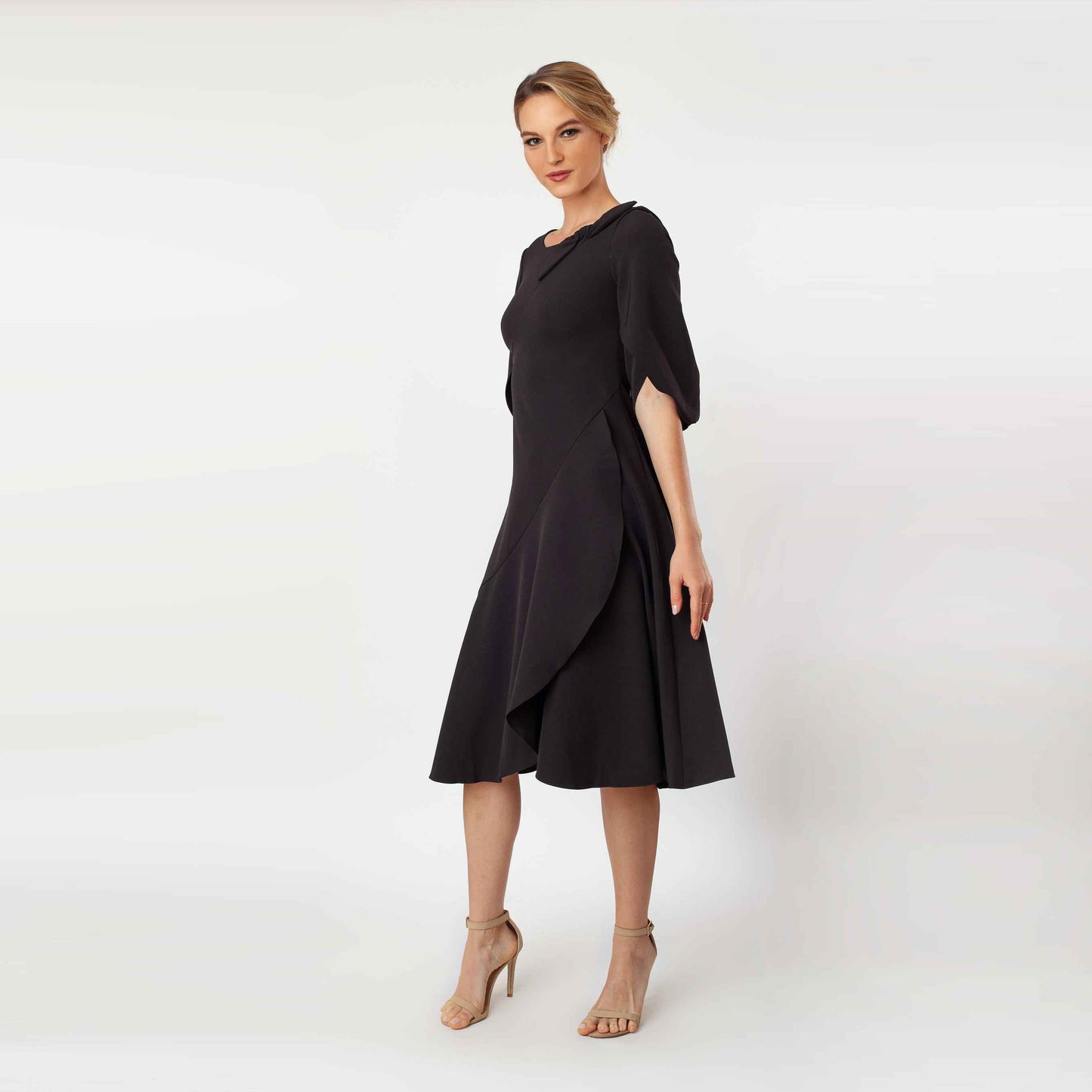 Tulip Sleeve T-length Fit & Flare Dress
