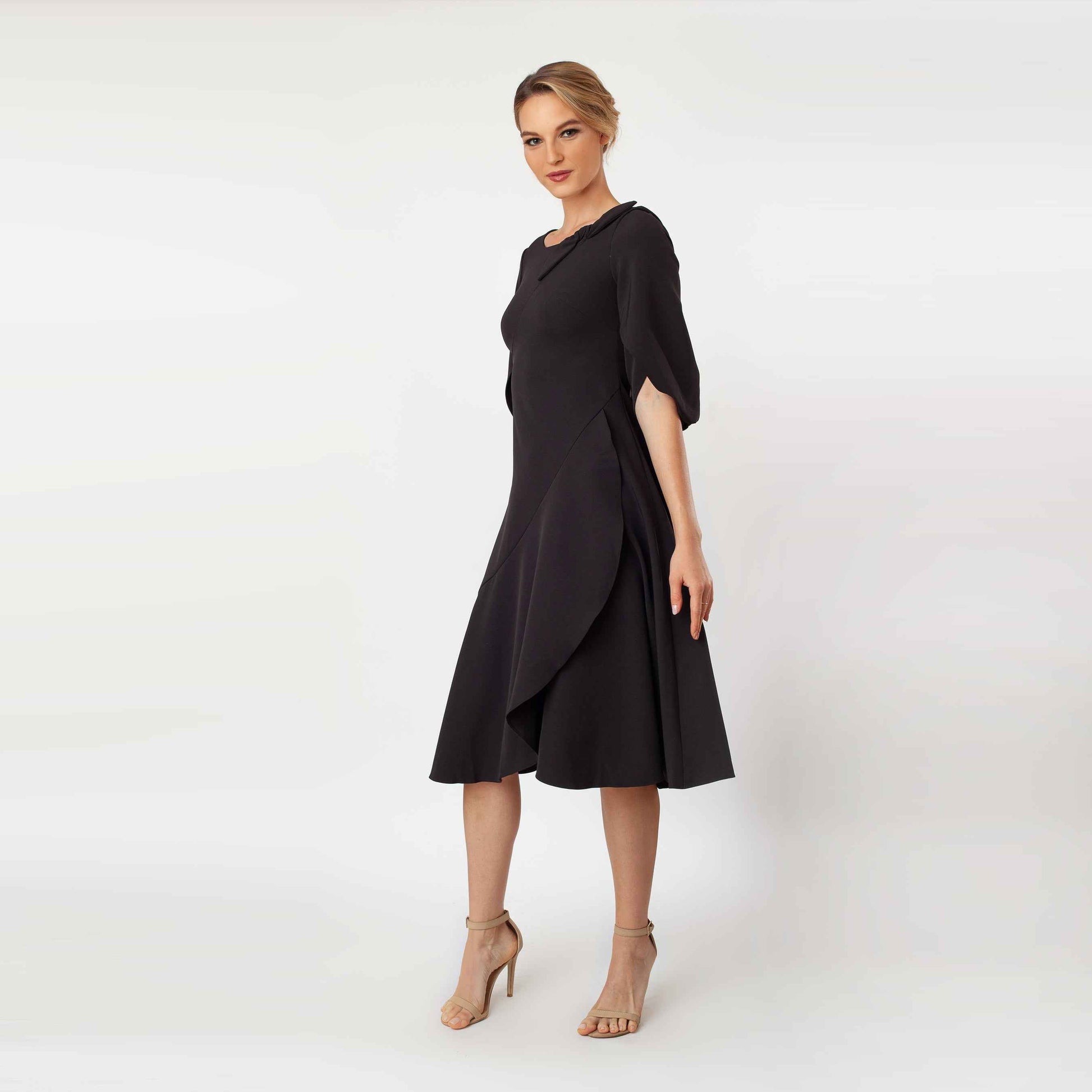 Tulip Sleeve T-length Fit & Flare Dress
