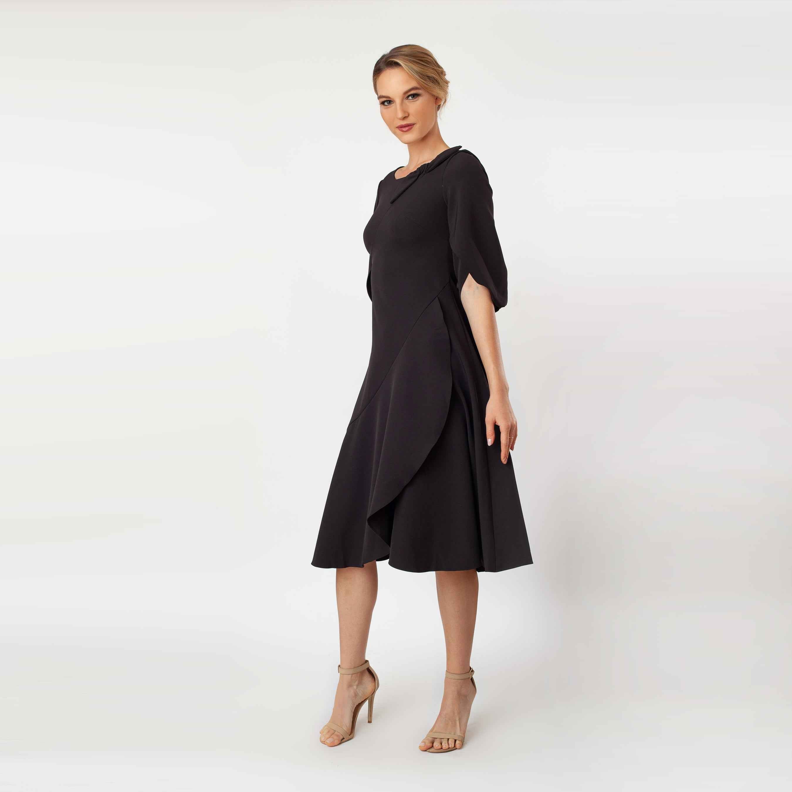 Tulip Sleeve T-length Fit & Flare Dress